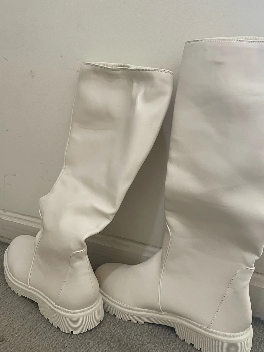 EGO White Over-the-Knee Chunky Sole Boots